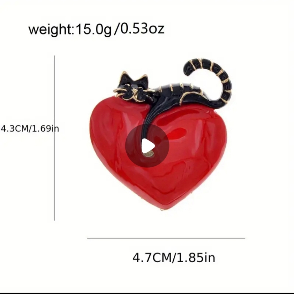 🌺Cat Kitten Heart Brooch Lapel Pin Cat Accessories Cat Jewelry - Picture 5 of 5